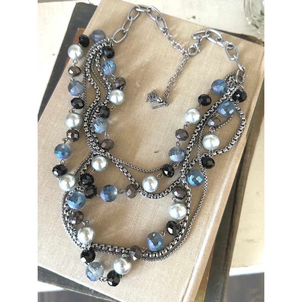 Grey & black multi strand necklace